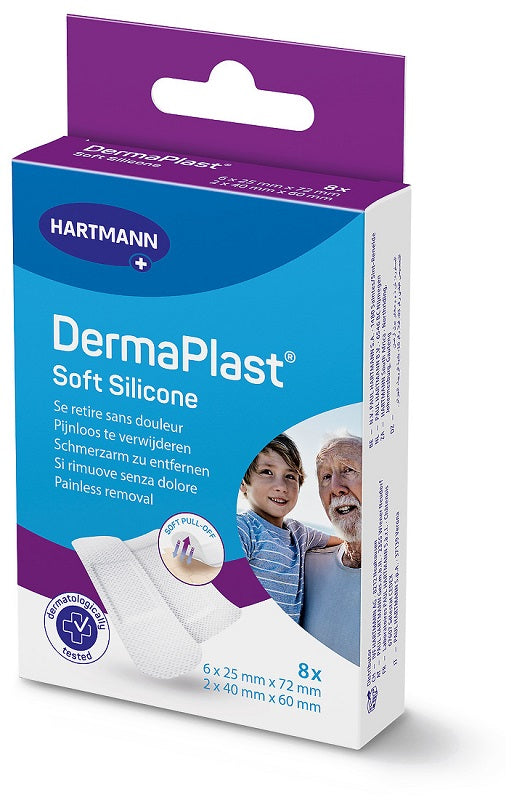 Dermaplast soft silicone plaster 2 sizes 8 pieces