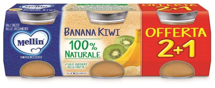 MELLIN OMOGENEIZZATO BANANA KIWI 3 PEZZI DA 100 G - Farmaspeed
