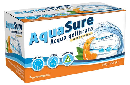 AQUASURE ACQUA GELIFICATA ARANCIA EDULCORATA MULTIPACK 4 PEZZI DA 125 G