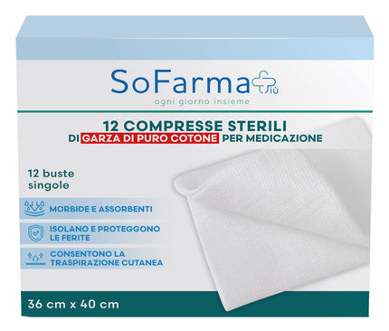 Sofarma Garza compressa in cotone 36x40 cm 12 pezzi