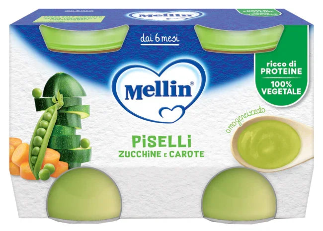 MELLIN OMOGENEIZZATO PISELLI E CAROTE 2 PEZZI DA 130 G - Farmaspeed