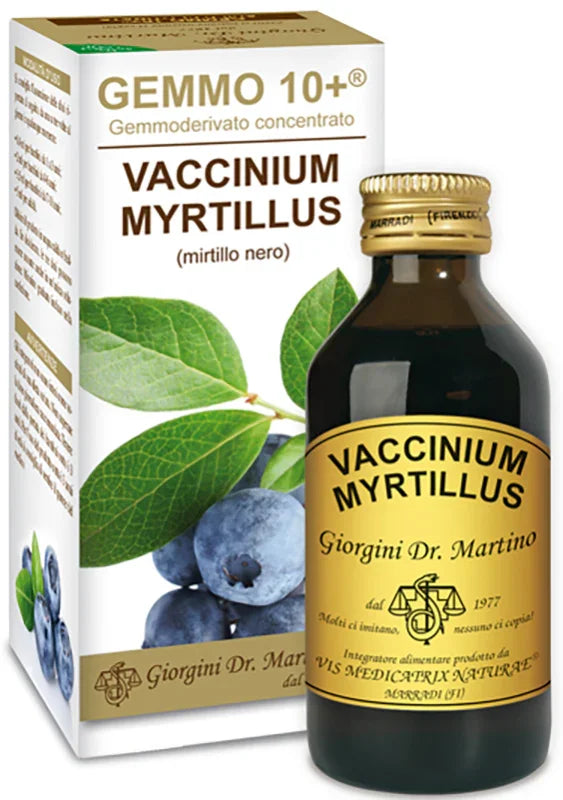GEMMO 10+ GEMMODERIVATO CONCENTRATO VACCINIUM MYRTILLUS MIRTILLO NERO SENZA ALCOOL 100 ML - Farmaspeed