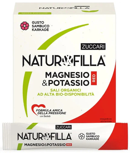 NATUROFILLA MAGNESIO & POTASSIO RED GUSTO SAMBUCO-KARKADE' 28 STICK PACK - Farmaspeed