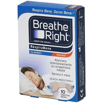 CEROTTI NASALI BREATHE RIGHT CLASSICI GRANDI 10 PEZZI - Farmaspeed