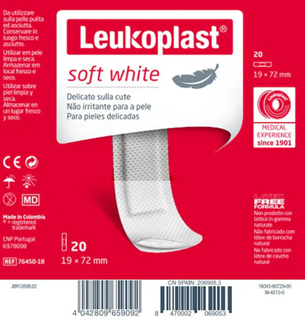 LEUKOPLAST SOFT WHITE 72 X 19 CM 20 PEZZI - Farmaspeed