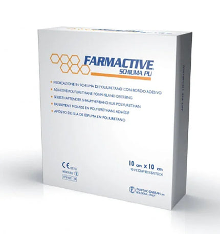 CEROTTO FARMACTIVE SCHIUMA IN POLIURETANO 10X10 CM 10 PEZZI - Farmaspeed