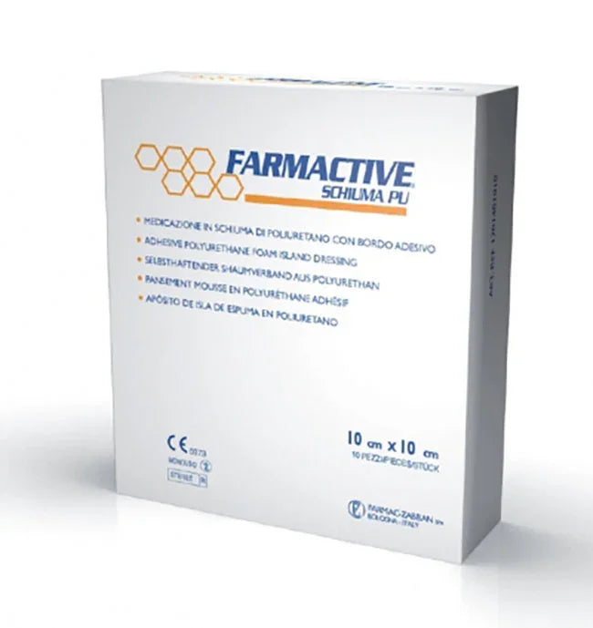 CEROTTO FARMACTIVE SCHIUMA IN POLIURETANO 10X10 CM 10 PEZZI - Farmaspeed