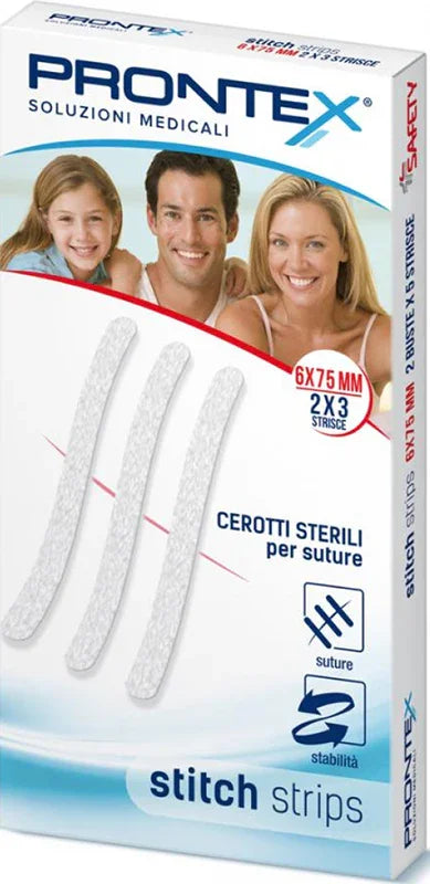 PRONTEX STITCH STRIPS 6X75 MM 6 PEZZI - Farmaspeed