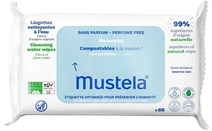 MUSTELA SALVIETTE ACQUA COMPOSTABILI SENZA PROFUMO 60 PEZZI - Farmaspeed