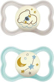 MAM AIR NIGHT PACIFIER 16+ MONTHS NEUTRAL SILICONE 2 PIECES
