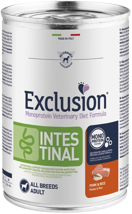 EXCLUSION MONOPROTEIN VETERINARY DIET FORMULA INTESTINAL PORK AND RICE 400 G