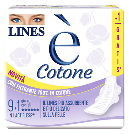 LINES IS COTTON EXTERNAL ABSORBENT WINGS 9 + 1 PIECES