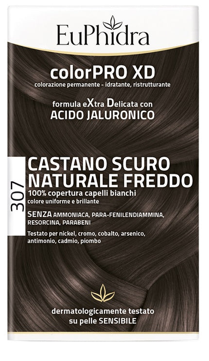 EUPHIDRA COLORPRO XD 307 CASTANO SCU NATURALE F COLORE + ATTIVANTE + BALSAMO + CUFFIA + GUANTI