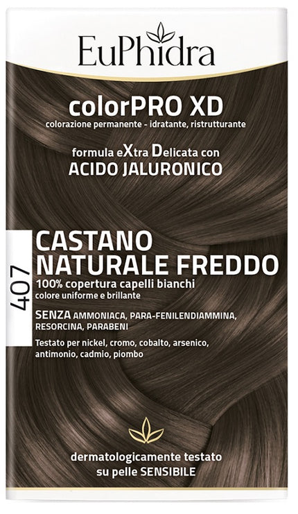 EUPHIDRA COLORPRO XD 407 CASTANO NATURALE F COLORE + ATTIVANTE + BALSAMO + CUFFIA + GUANTI