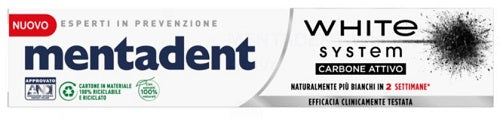 MENTADENT WHITE SYSTEM CHARCOAL 75 ML
