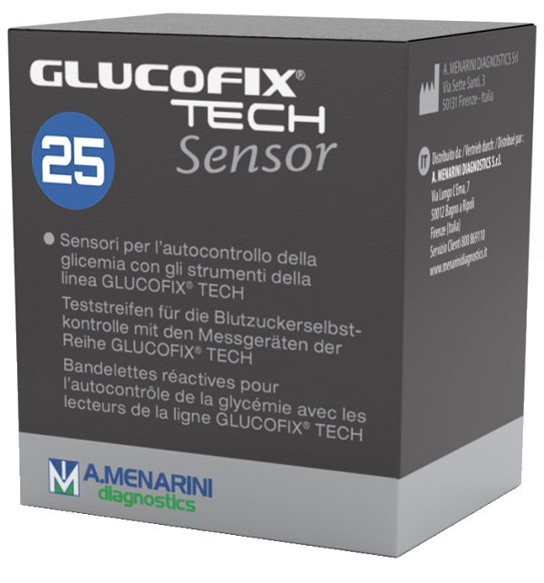 GLUCOFIX TECH SENSOR BLOOD GLUCOSE TEST STRIPS 25 PIECES