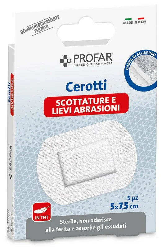 CEROTTI PROFAR SCOTTATURE E LIEVI ABRASIONI IN TNT 5X7,5CM 5 PEZZI - Farmaspeed