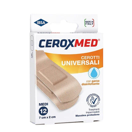 CEROTTI UNIVERSALI CEROXMED CON GARZA DISINFETTANTE MEDI 7X2CM 12 PEZZI - Farmaspeed