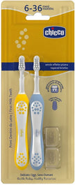 CHICCO TOOTHBRUSH 6-36 MONTHS + DOUBLE BLUE-YELLOW