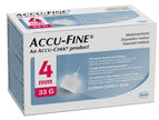 ACCU-FINE STAINLESS STEEL HYPODERMIC NEEDLE FOR INSULIN PEN 33 GAUGE 4 MM 100 PIECES