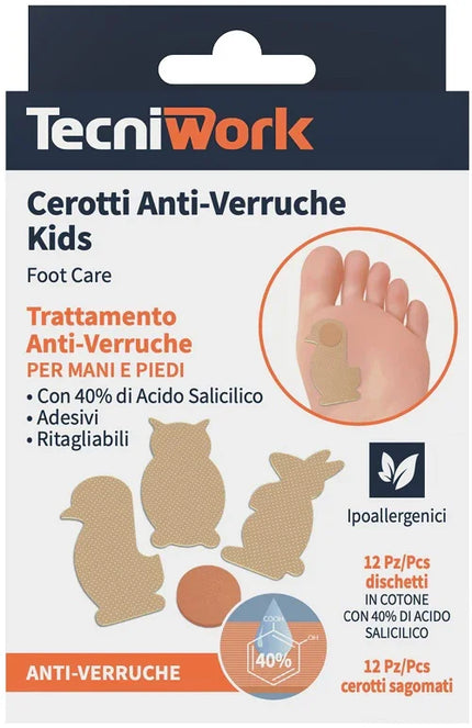 CEROTTO ANTI VERRUCHE BIMBI 12 PEZZI + 12 FIXING ANIMIALI TERRA COLORE BEIGE - Farmaspeed