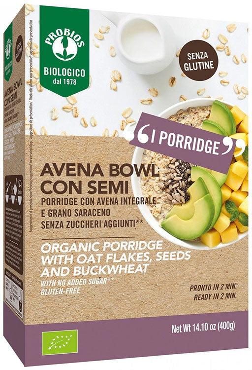 PROBIOS BIO AVENA BOWL SEEDS PLUS PORRIDGE WITH WHOLE OATS AND BUCKWHEAT 400 G