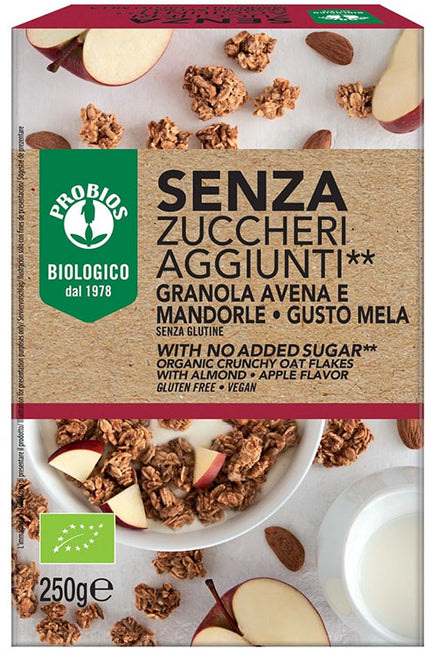 PROBIOS GRANOLA SENZA ZUCCHERI AGGIUNTI AVENA E MANDORLA E MELA SENZA GLUTINE 250 G