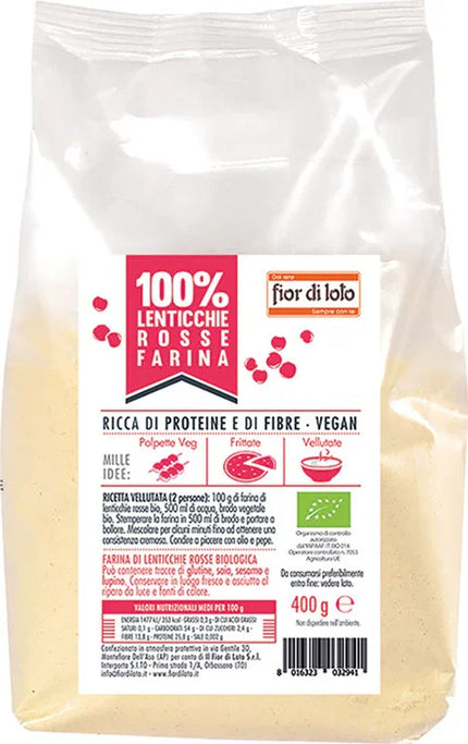 FIOR DI LOTO FARINA DI LENTICCHIE ROSSE BIO 400 G - Farmaspeed