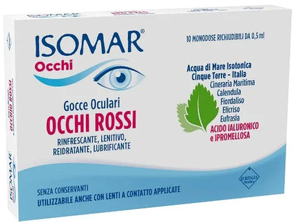 ISOMAR OCCHI ROSSI GOCCE OCULARI ACIDO IALURONICO 0,20% 10 FLACONCINI - Farmaspeed