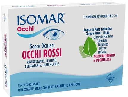 ISOMAR OCCHI ROSSI GOCCE OCULARI ACIDO IALURONICO 0,20% 15 FLACONCINI - Farmaspeed