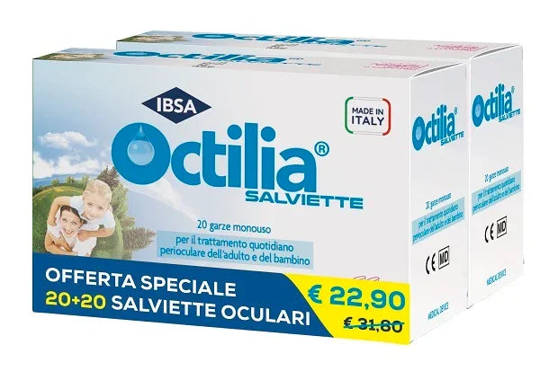 SALVIETTE PERIOCULARI OCTILIA BIPACK 20+20 GARZE MONOUSO - Farmaspeed