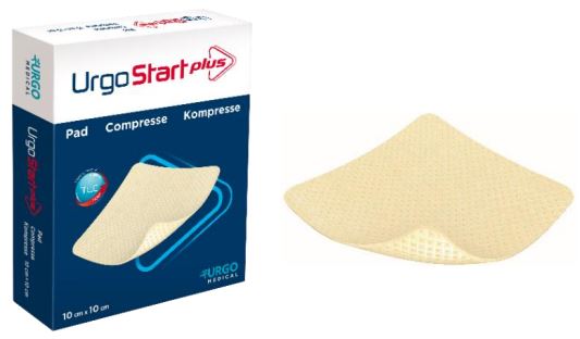 MEDICAZIONE IDRO-DETERGENTE FIBRE POLIASSORBENTI GELIFICANTI URGOSTART PLUS PAD 10X10 CM 10 PEZZI