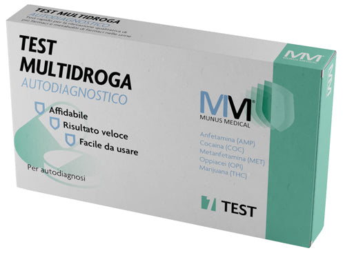 MUNUS MED TEST MULTIDROGA AUTODIAGNOSTICO RILEVAZIONE QUALITATIVA DI PIU' FARMACI E METABOLITI DEI FARMACI NELL'URINA UMANA