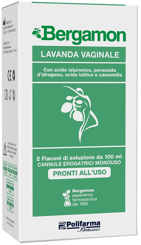 LAVANDA VAGINALE BERGAMON 2 FLACONI DA 100 ML + 2 CANNULE EROGATRICI MONOUSO