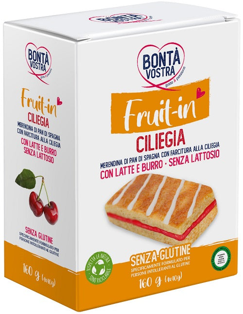 BONTA' VOSTRA FRUIT IN SPONGE CAKE SNACK WITH CHERRY FILLING 4 PIECES X 40 G