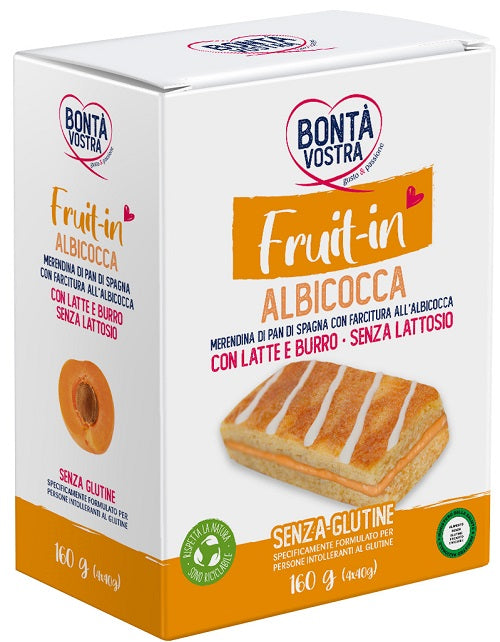 BONTA' VOSTRA FRUIT IN SPONGE CAKE SNACK WITH APRICOT FILLING 4 PIECES X 40 G