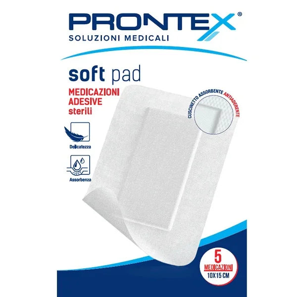 MEDICAZIONE ADESIVA STERILE PRONTEX SOFT PAD 10X15 CM 5 PEZZI - Farmaspeed