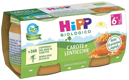 HIPP BIO OMOGENEIZZATO CAROTE/LENTICCHIE 2X80 G - Farmaspeed