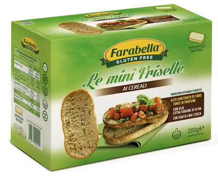 FARABELLA GLUTEN FREE MINI FRISELLE WITH CEREALS WITH EXTRA VIRGIN OLIVE OIL WITH LINSEED AND PUMPKIN LACTOSE FREE 5 PACKS X 40 G
