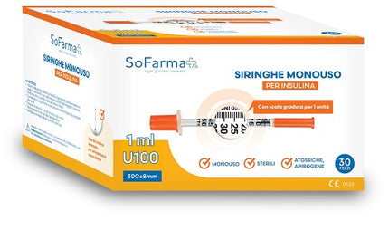 INSULIN SYRINGE 1 ML 30 PIECES SOFARMAPIU'