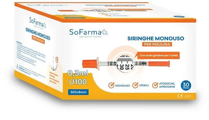 SIRINGA PER INSULINA 0,3 ML 30 PEZZI SOFARMAPIU' - Farmaspeed