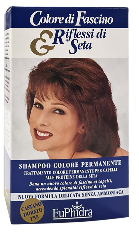 EUPHIDRA COLORE DI FASCINO & RIFLESSI DI SETA SHAMPOO COLORE PERMANENTE 55 CASTANO DORATO 120 ML