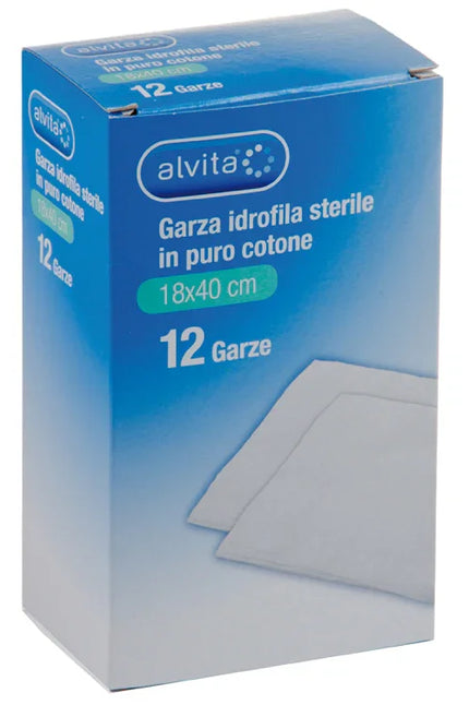 GARZA IDROFILA IN PURO COTONE ALVITA 18X40CM 12 PEZZI - Farmaspeed