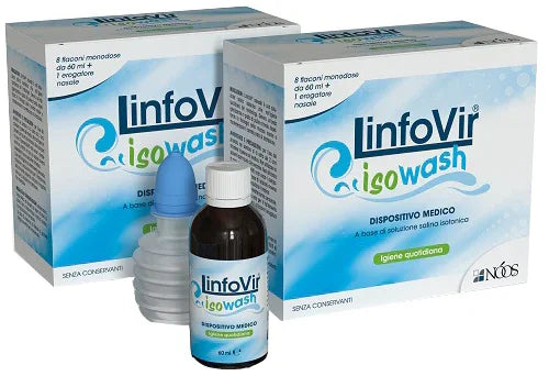 SOLUZIONE SALINA ISOTONICA LINFOVIR ISOWASH 2 ASTUCCI DA 8 FLACONI DA 60 ML - Farmaspeed