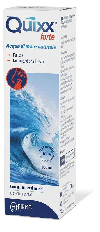 SOLUZIONE SPRAY PER IRRIGAZIONI NASALI QUIXX FORTE ACQUA MARINA IPERTONICA 100 ML - Farmaspeed