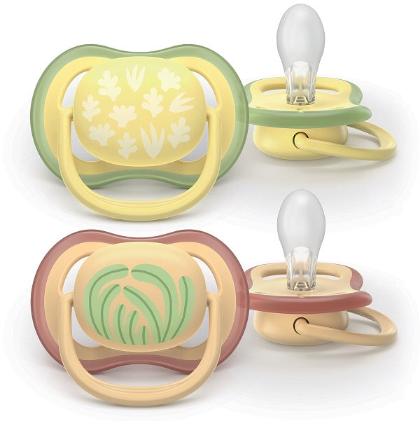 PHILIPS AVENT SUCCHIETTI AIR 0-6M GIALLO E ARANCIONE CON DISEGNI FORI EXTRA LARGE 2 PEZZI