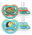 PHILIPS AVENT SUCCHIETTI AIR 6-18M VERDE E AZZURRO CON DISEGNI ANIMALI FORI EXTRA LARGE 2 PEZZI
