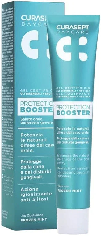 CURASEPT DAYCARE DENTIFRICIO PROTECTION BOOSTER FROZEN MINT 75 ML - Farmaspeed