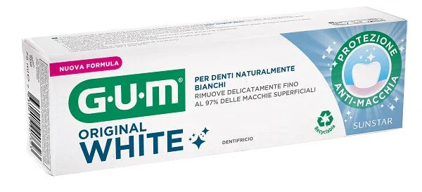 GUM ORIGINAL WHITE DENTIFRICIO SBIANCANTE 75 ML NUOVA FORMULA - Farmaspeed