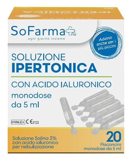 SOLUZIONE IPERTONICA 3% ACIDO IALURONICO 20 FLACONI 5 ML SOFARMAPIU' - Farmaspeed